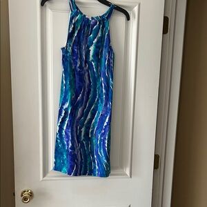Blue and Green Sleeveless Dress